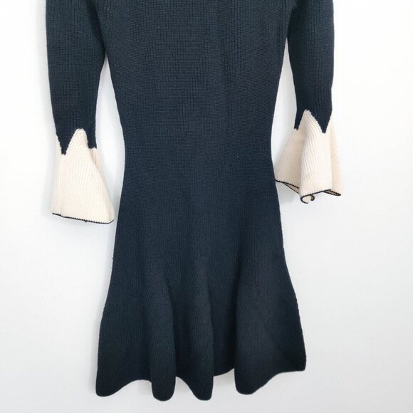 Alexander McQueen Merino Wool Bell Sleeve Colorblock Knit Dress Small - Picture 8 of 11